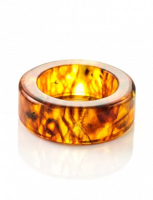 Цельное кольцо из натурального формованного янтаря «Везувий», 708206220