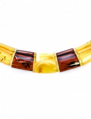Изысканное плоское колье «Египет» из натурального балтийского янтаря разных цветов, 606110101