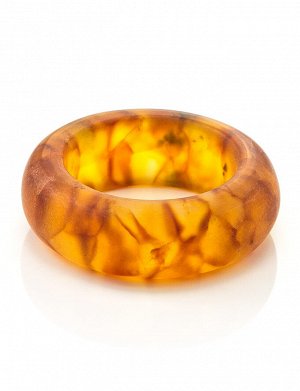 Матовое кольцо из натурального формованного янтаря «Везувий», 708206224