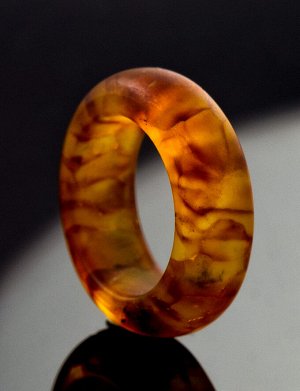 Матовое кольцо из натурального формованного янтаря «Везувий», 708206224