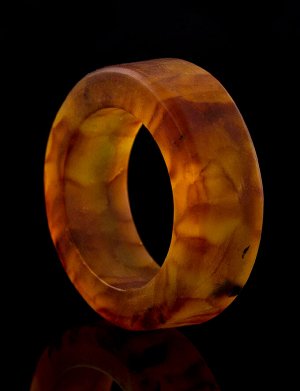 Необычное матовое кольцо «Везувий» из формованного янтаря коньячного цвета, 708206223