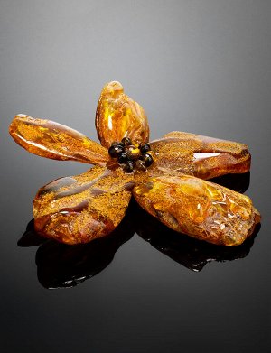 Уникальная объёмная брошь «Помпеи» из натурального цельного янтаря, 907911167
