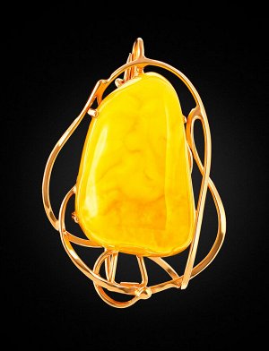 Эффектная брошь-кулон из натурального медового янтаря в золочённом серебре «Риальто», 907912029