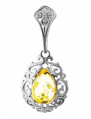 Изящный серебряный кулон с натуральным лимонным янтарём «Луксор», 601710247