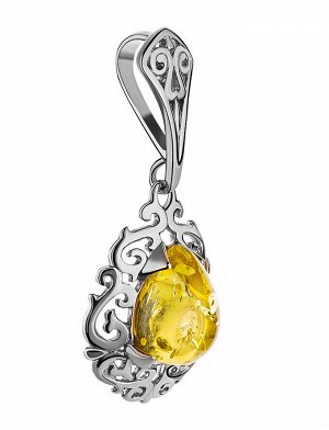 Изящный серебряный кулон с натуральным лимонным янтарём «Луксор», 601710247