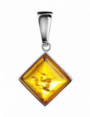 Геометрический кулон с натуральным янтарём золотисто-коньячного цвета «Овация»