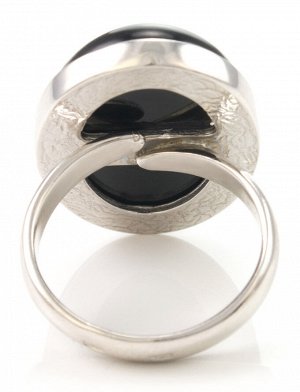 Крупное яркое кольцо «Пантера» из серебра с натуральным балтийским янтарём