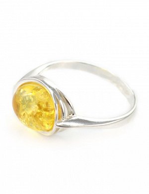 Изящное серебряное кольцо с овальной вставкой из натурального янтаря лимонного цвета «Амиго», 6063202422