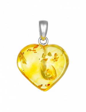 Искрящаяся подвеска-сердце из натурального цельного лимонного янтаря, 905412035
