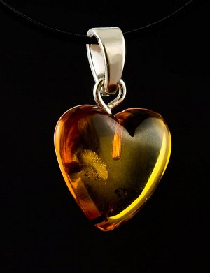 Небольшая подвеска-сердечко из сияющего натурального балтийского янтаря, 605407089
