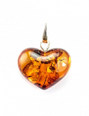 Кулон из натурального цельного янтаря «Сердце» цвета коньяка, 505412044