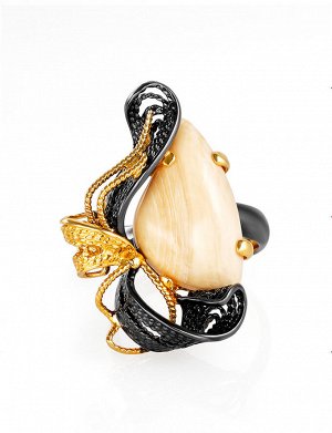 Великолепное кольцо из золочённого серебра с бивнем мамонта «Эра», 912112004