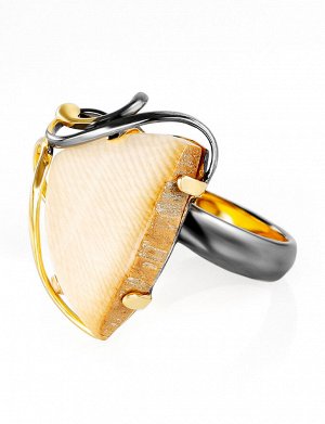 Оригинальное кольцо «Эра» из позолоченного серебра и бивня мамонта, 912108760