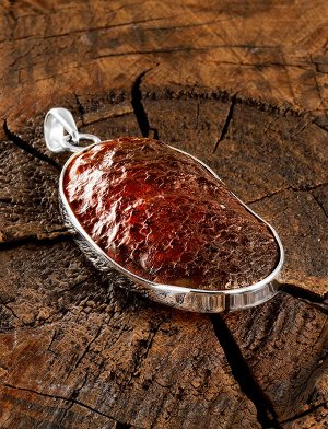 Кулон из цельного янтаря с природной коркой в серебре «Неолит», 904511082