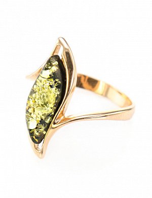 Изысканное кольцо из золота с натуральным балтийским зелёным янтарём «Капелла», 606206468