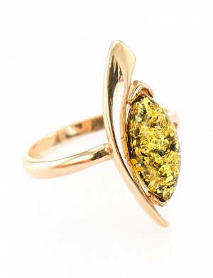 Оригинальное кольцо «Лиана» из золота и натурального балтийского янтаря зелёного цвета, 606206460