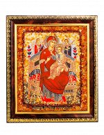 Украшенная натуральным балтийским янтарём икона «Всецарица», 906904392