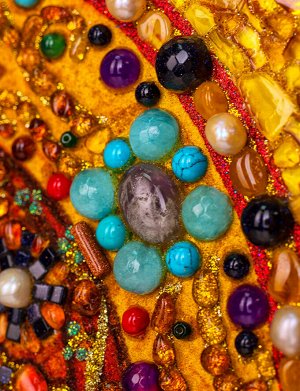Икона Божией Матери из натурального янтаря и полудрагоценных камней «Казанская», 906911068