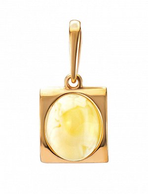 Золотая подвеска с овальной вставкой из натурального медового янтаря «Эллипс», 6072101171