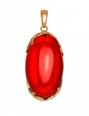 Роскошный кулон из ярко-красного янтаря в позолоченном серебре «Версаль», 910207730