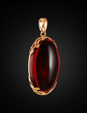 Роскошный кулон из ярко-красного янтаря в позолоченном серебре «Версаль», 910207730