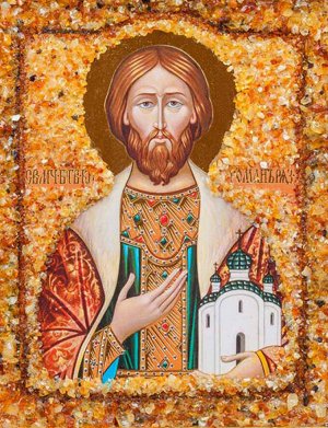 Янтарная икона «Святой благоверный князь Роман Рязанский», 906908291