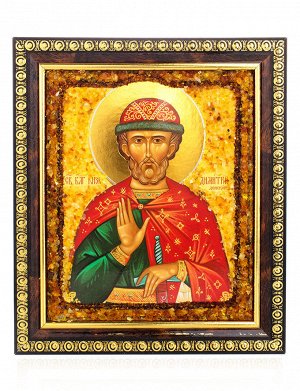 Икона, украшенная янтарём «Святой Благоверный Великий Князь Дмитрий Донской»