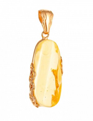 Изящная подвеска из натурального балтийского янтаря в золочёном серебре «Версаль», 910208513