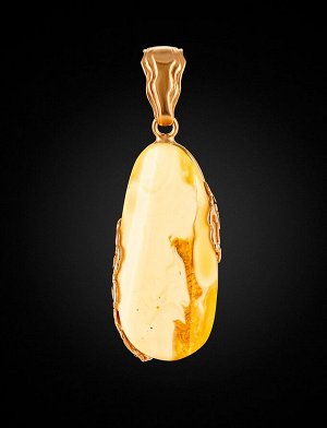 Изящная подвеска из натурального балтийского янтаря в золочёном серебре «Версаль», 910208513