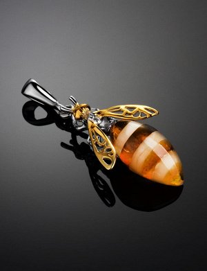 Очаровательная миниатюрная подвеска «Винни Пух» из серебра и янтаря, 910205246