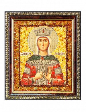 Икона, украшенная натуральным янтарём «Святая мученица Александра»