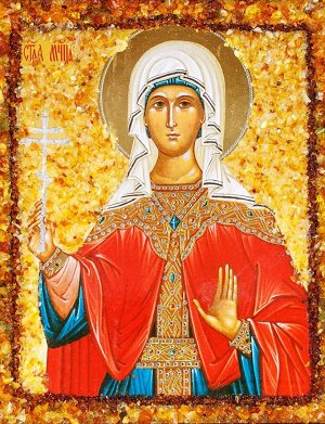Именная икона, украшенная янтарём «Святая мученица Лидия», 906904444