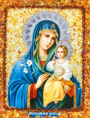 Янтарная икона Божией Матери «Неувядаемый цвет», 906904390
