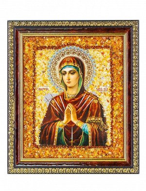 «Семистрельная» икона Богоматери, украшенная натуральным янтарём, 906904404