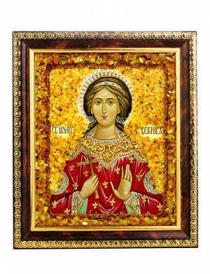 Именная икона, украшенная натуральным янтарём «Святая великомученица Вероника»