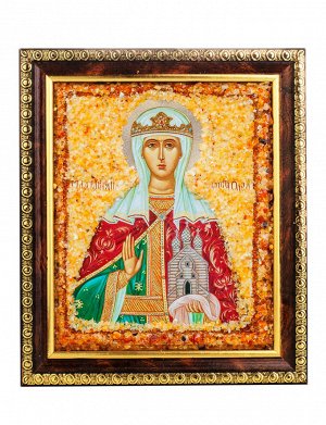 Именная икона, украшенная натуральным янтарём «Святая равноапостольная княгиня Ольга», 906904431