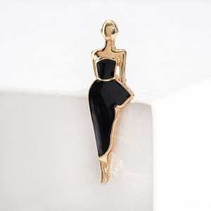 Значок "Девушка в платье", цвет чёрный в золоте