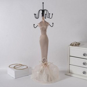 Подставка для украшений "Силуэт девушки в платье" цветок, цвет молочный 9*9*31 см