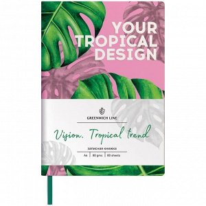 Записная книжка А6 80л. ЛАЙТ, кожзам, Greenwich Line "Vision.Tropicaltrend", тон. блок, цв. срез