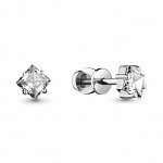 Серебряные серьги с фианитом swarovski