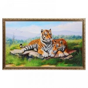 Картина "Пара тигров" 66х106см
