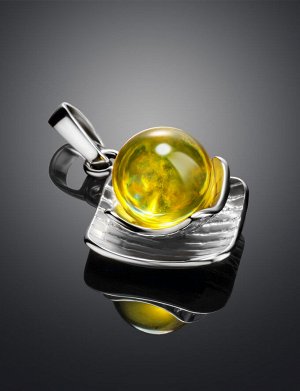 Красивый и необычный серебряный кулон с лимонным янтарём «Голливуд», 901712058