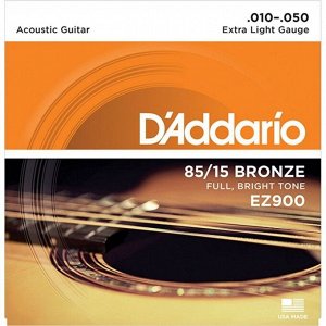 Струны для акустической гитары D`Addario EZ900 AMERICAN BRONZE 85/15  Extra Light 10-50