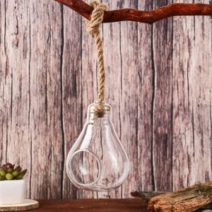 Флорариум «Лампа», с веревкой, d отверстия 5 см, 9x9x13 см, стекло, прозрачный