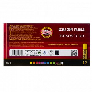 Пастель сухая 12 цветов, Extra Soft Koh-I-Noor 8552 TOISON D`OR, картонная упаковка