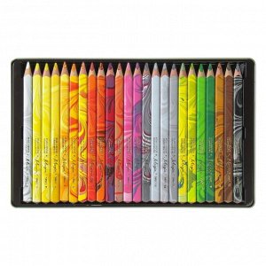 Карандаши 24 цвета  3408 Magic + карандаш-блендер, в металлическом пенале