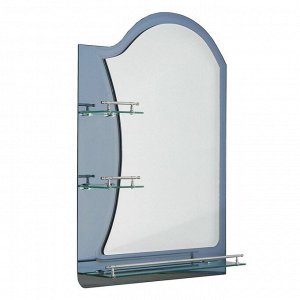 Зеркало в ванную комнату двухслойное Ассоona A623, 80x60 см, 3 полки, цвет сталь