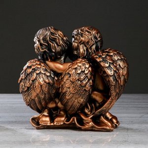 Статуэтка "Ангелы влюбленная пара" бронзовый цвет, 27 см