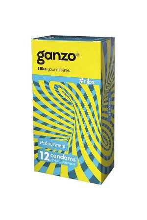 Презервативы Ganzo Ribs, 18 см, 12 шт.