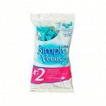 SIMPLY VENUS 2 Бритвы одноразовые для женщин 4шт+2шт бесплатно